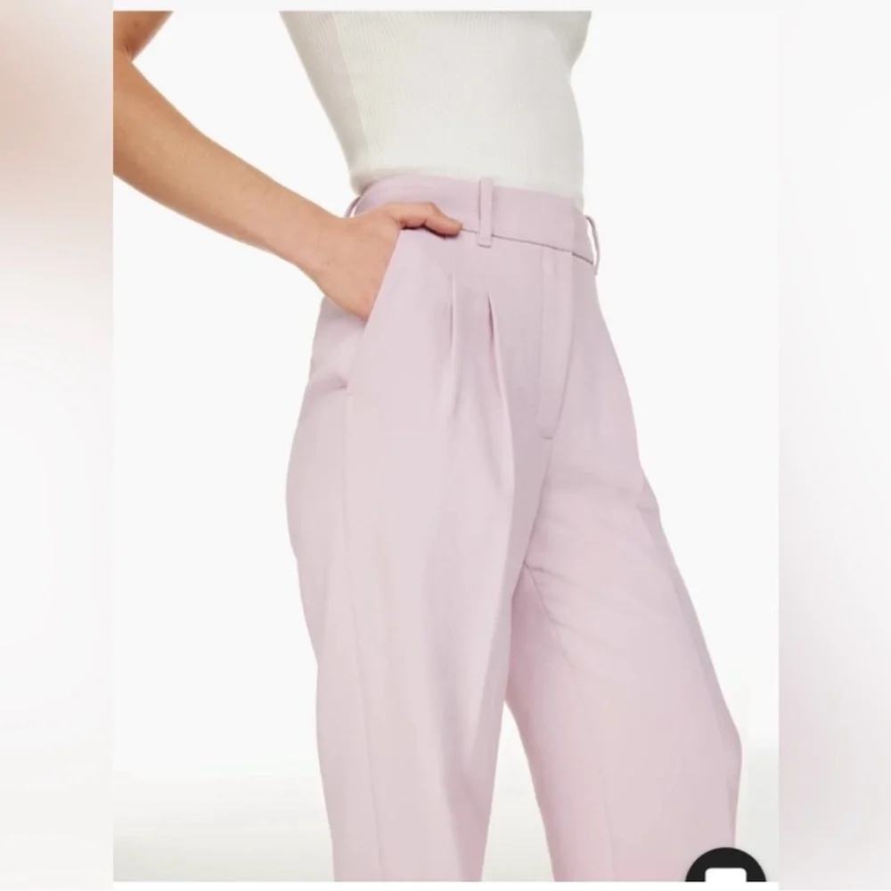 Aritzia Wilfred The Effortless Pant Linen High Waisted Wide Leg 00 Lilac Blush